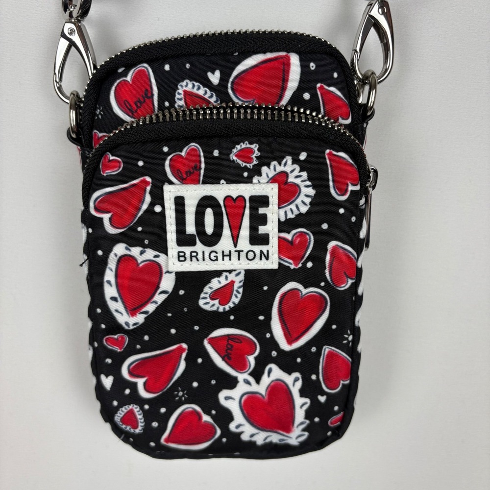 Brighton Crossbody Phone Bag Heart Print Zip
